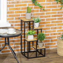 Raft pentru flori cu 4 niveluri 34 x 34 x 66 cm | culoare naturală č.1