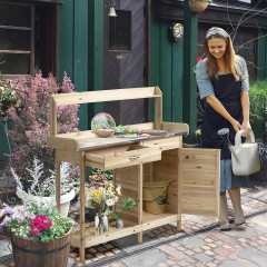 Masă de grădină cu blat galvanizat 112x45x125 cm | culoare naturală č.2