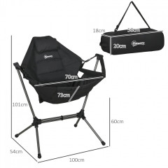 Fotoliu balansoar de camping 54x100x101 cm | negru č.2