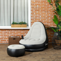 Canapea gonflabilă cu suport pentru picioare 125x100x87cm| negru+gri