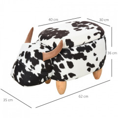 Taburet decorativ cu depozitare 62x35x36cm | negru+alb č.2