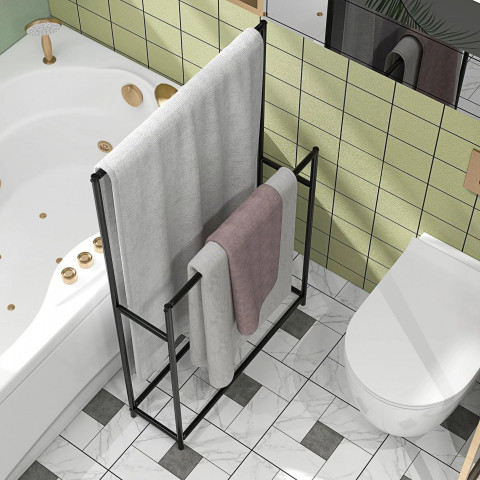 Suport pentru prosoape cu 2 brațe 66 x 20 x 110 cm | negru č.3