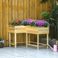 Jardinieră din lemn cu sistem de irigare 122,5 x 91 x 81 cm | culoare naturală č.1