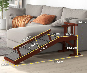 Rampă pentru animale de companie, cu balustradă detașabilă 125 x 40 x 56 cm | gri č.3