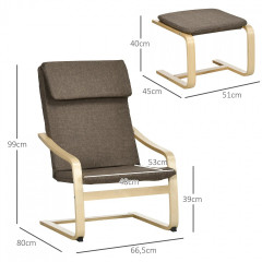 Fotoliu relaxant cu suport pentru picioare 66,5 x 80 x 99 cm | maro č.3