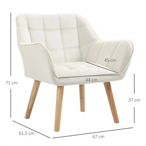 Fotoliu tapițat cu aspect catifelat 64 x 62 x 72,5 cm | crem č.6