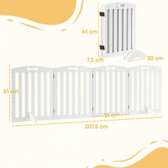 Barieră pentru câini 207,5 × 30 × 61 cm | albă č.2