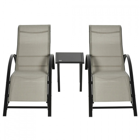 Zahradní sada lehátek | šedá + černá č.6