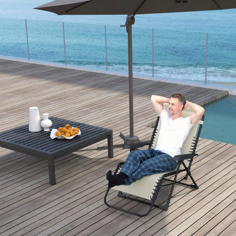 Skládací lehátko s opěrkou hlavy | béžová č.2