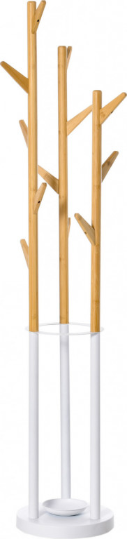 Cuier tip stativ cu 13 cârlige | natural + alb