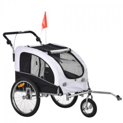 Remorcă de bicicletă, pentru câine 2 in 1, | negru - alb č.2