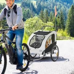Remorcă de bicicletă, pentru câine 2 in 1, | negru - alb č.1