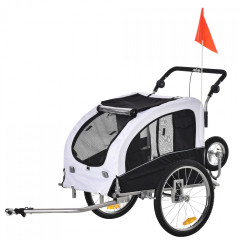 Remorcă de bicicletă, pentru câine 2 in 1, | negru - alb č.3