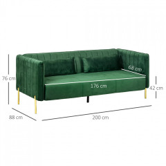 Canapea tapițată cu cotiere 200 x 88 x 76 cm | verde č.3