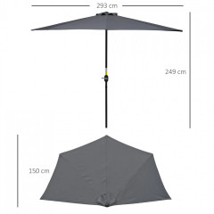  Umbrelă semicirculară de grădină cu manivelă | gri č.3