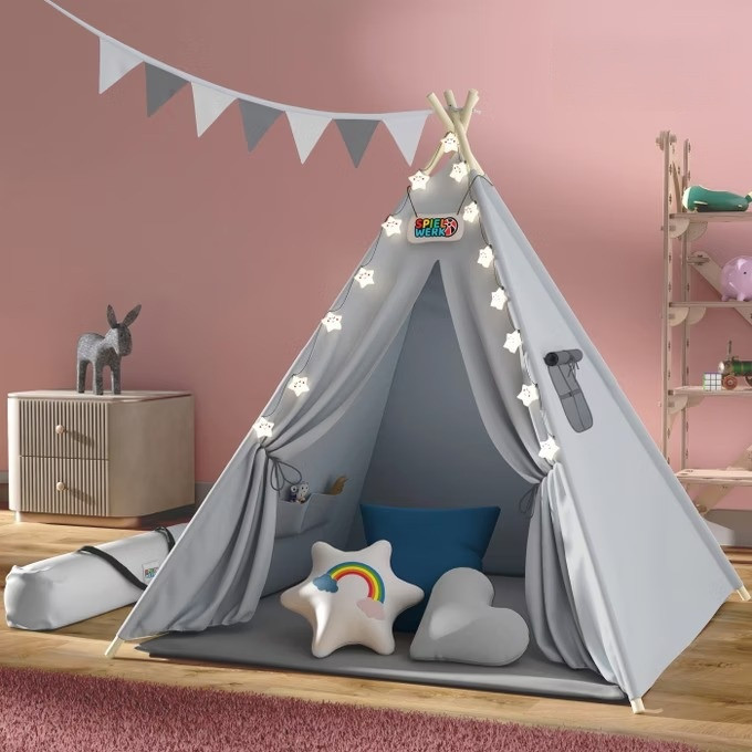 Cort de joacă Tipi 160 x 130 x 130 cm | gri