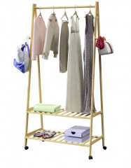 Cuier pentru haine din bambus cu roți 155 × 70 × 45 cm č.1