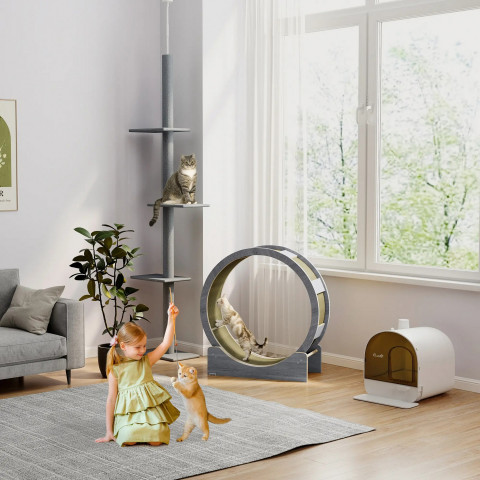 Roată de alergare pentru pisici, 91 × 33 × 94 cm | gri č.2