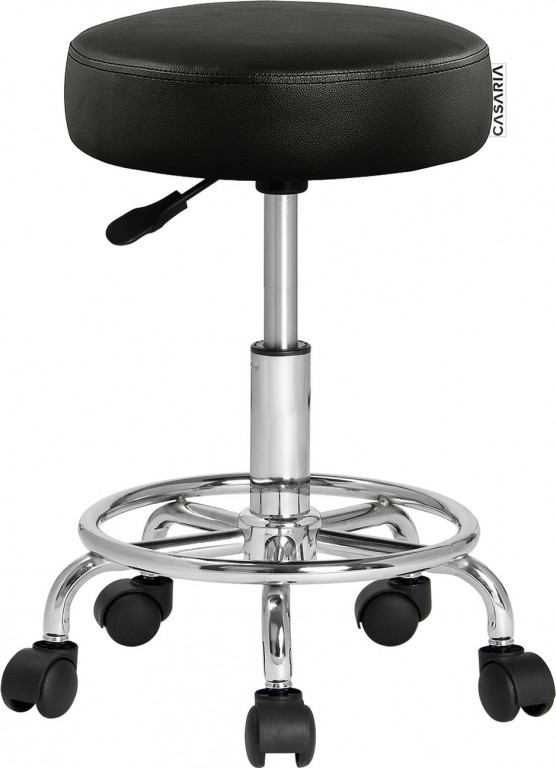 Taburet mobil cu roți, rotativ 360° | negru