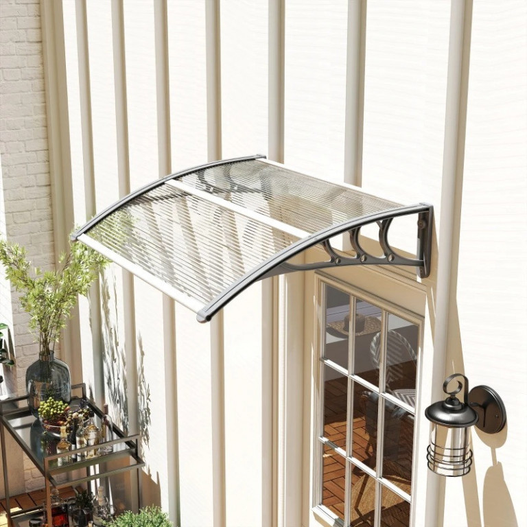 Copertină pentru ușa de intrare, 100 x 75 x 23 cm | argintiu