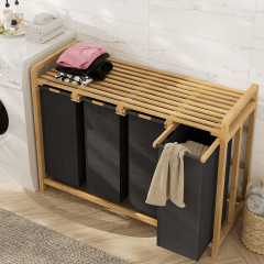 Coș pentru rufe cu 4 compartimente 107 x 40 x 78 cm | antracit č.1