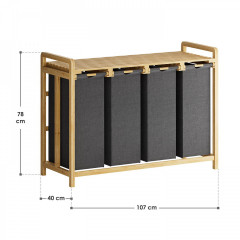 Coș pentru rufe cu 4 compartimente 107 x 40 x 78 cm | antracit č.3