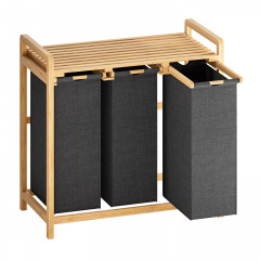 Coș pentru rufe cu 3 compartimente 81 x 40 x 78 cm | antracit č.2