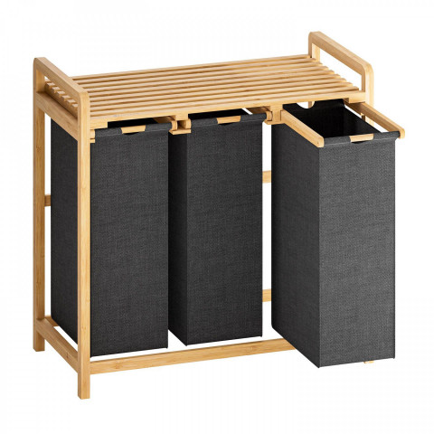 Coș pentru rufe cu 3 compartimente 81 x 40 x 78 cm | antracit č.2