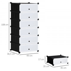 Organizator modular 49 x 36,5 x 108 cm | alb – negru č.3