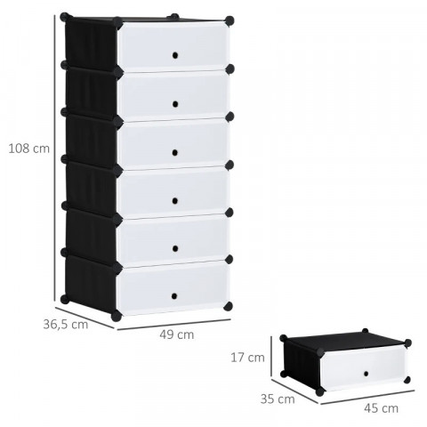 Organizator modular 49 x 36,5 x 108 cm | alb – negru č.3