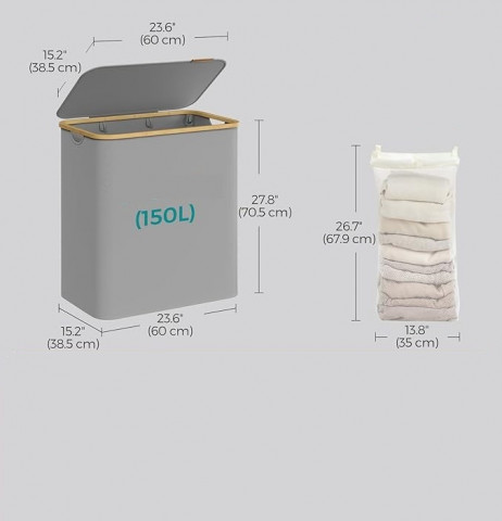 Coș pentru rufe cu capac 150 l | gri č.4