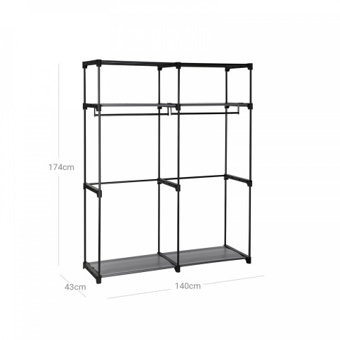 Dulap textil 43 x 140 x 174 cm | negru č.5