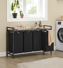 Coș pentru rufe cu 4 compartimente 160 l | maro rustic și negru č.1