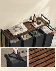 Coș pentru rufe cu 4 compartimente 160 l | maro rustic și negru č.2