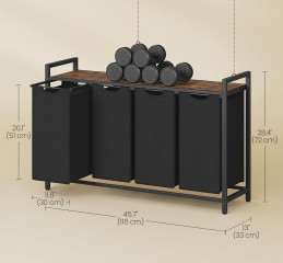 Coș pentru rufe cu 4 compartimente 160 l | maro rustic și negru č.3