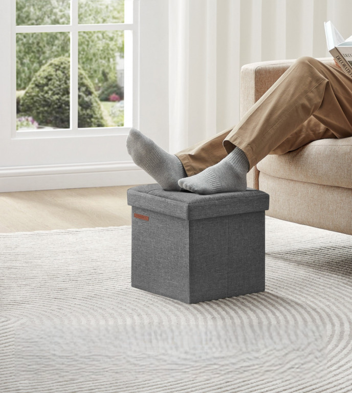 Čalouněný taburet s úložným prostorem 30 x 30 | tmavě šedá