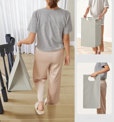 Coș pentru rufe cu 2 compartimente și spațiu de depozitare | alb č.3