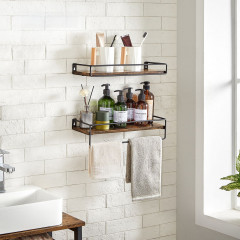 Nástěnná police 2-dílný set | rustikální hnědá, černá č.2