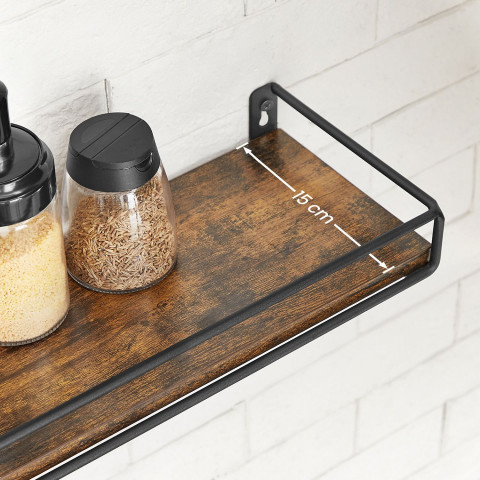 Nástěnná police 2-dílný set | rustikální hnědá, černá č.6