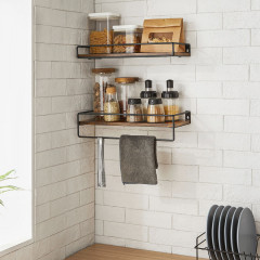 Nástěnná police 2-dílný set | rustikální hnědá, černá č.1