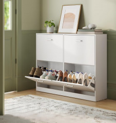 Pantofar cu patru rafturi rabatabile 24 × 105,5 × 82,7 cm | alb č.1