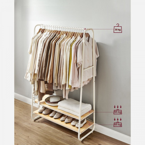 Cuier pentru haine cu 2 rafturi | alb, stejar č.3