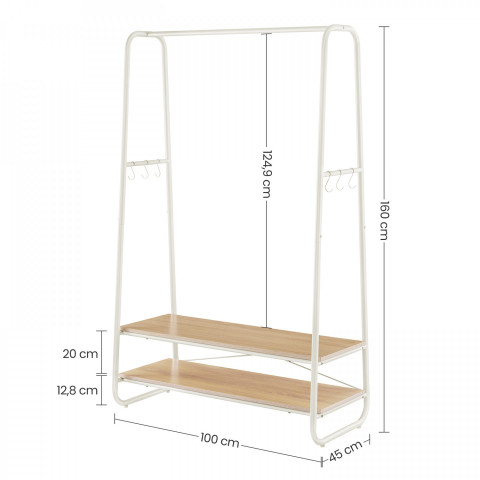 Cuier pentru haine cu 2 rafturi | alb, stejar č.4