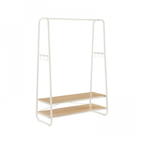Cuier pentru haine cu 2 rafturi | alb, stejar č.5