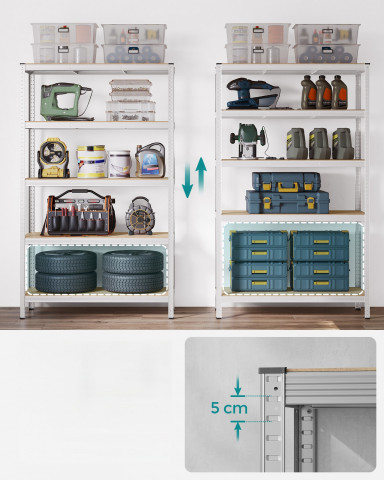 Raft reglabil cu 5 niveluri 60 × 120 × 200 cm | argintiu č.3