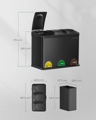 Coș de reciclare 3×15 l | negru č.2