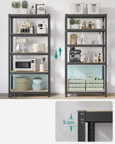 Raft reglabil cu 5 niveluri 40 × 90 × 180 cm | gri č.3