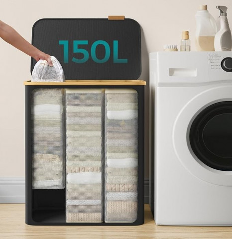 Coș pentru rufe cu capac 150 l | negru č.3
