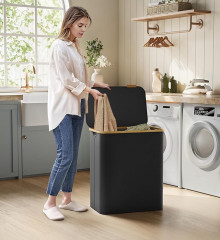 Coș pentru rufe cu capac 150 l | negru Coș pentru rufe cu capac 150 l | negru