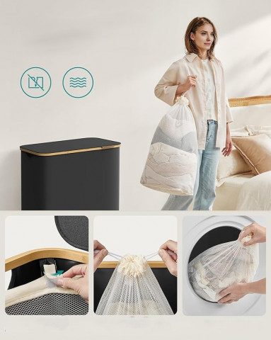 Coș pentru rufe cu capac 150 l | negru č.4